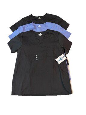 Lot Bundle of 3: White Swan V-neck Short Sleeve Unisex Scrub Tops-Medium